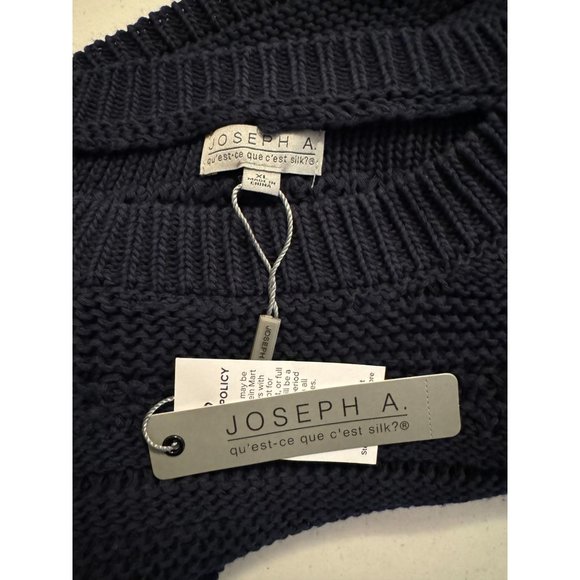 Joseph A NWT Sz XL Navy Boxy  3/4 Sleeves Crewneck Sweater - Picture 4 of 11